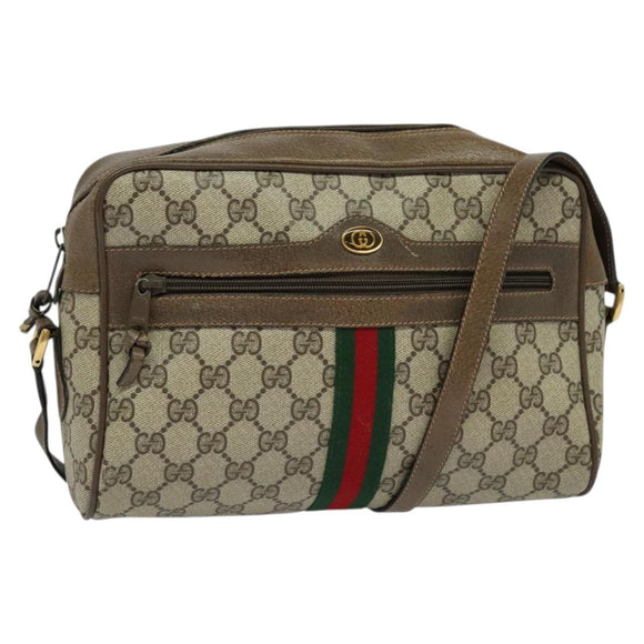 GUCCI GG Supreme Web Sherry Line Shoulder Bag PVC Beige 56 02 005 Auth 116354