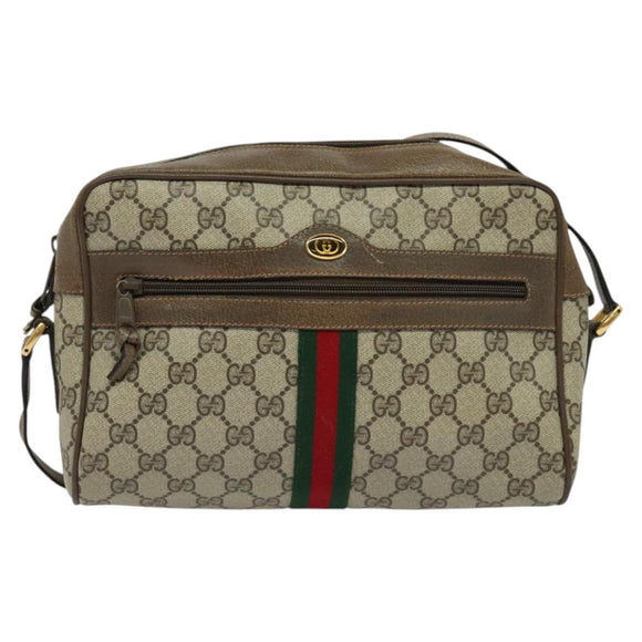 GUCCI GG Supreme Web Sherry Line Shoulder Bag PVC Beige 56 02 005 Auth 116354