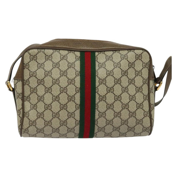 GUCCI GG Supreme Web Sherry Line Shoulder Bag PVC Beige 56 02 005 Auth 116354