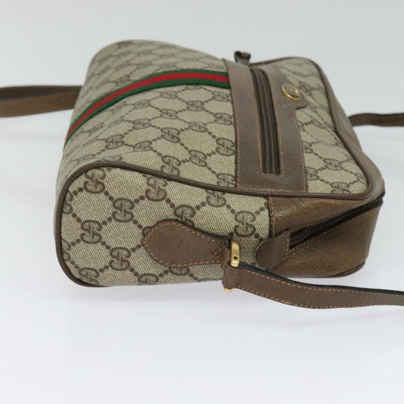 GUCCI GG Supreme Web Sherry Line Shoulder Bag PVC Beige 56 02 005 Auth 116354