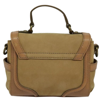 BURBERRY Blue Label Hand Bag Suede Leather 2way Beige Auth 116361 - 0