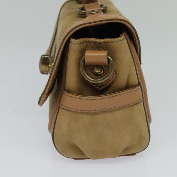BURBERRY Blue Label Hand Bag Suede Leather 2way Beige Auth 116361