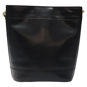 CELINE Shoulder Bag Leather Black Gold Auth 116371 - 0
