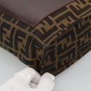 FENDI Zucca Canvas Tote Bag Brown Black Auth 116372-9