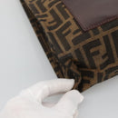 FENDI Zucca Canvas Tote Bag Brown Black Auth 116372-14