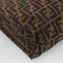 FENDI Zucca Canvas Tote Bag Brown Black Auth 116372-16