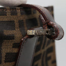 FENDI Zucca Canvas Tote Bag Brown Black Auth 116372-10