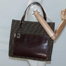 FENDI Zucca Canvas Tote Bag Brown Black Auth 116372-22