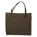 FENDI Zucca Canvas Tote Bag Brown Black Auth 116372-2