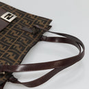 FENDI Zucca Canvas Tote Bag Brown Black Auth 116372-7