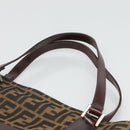 FENDI Zucca Canvas Tote Bag Brown Black Auth 116372-8