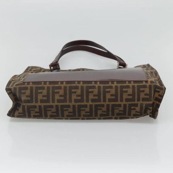 FENDI Zucca Canvas Tote Bag Brown Black Auth 116372