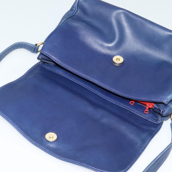 CELINE Shoulder Bag Leather Navy Auth 116384