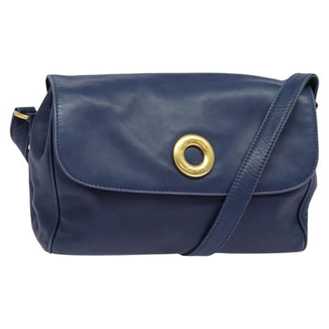 CELINE Shoulder Bag Leather Navy Auth 116384