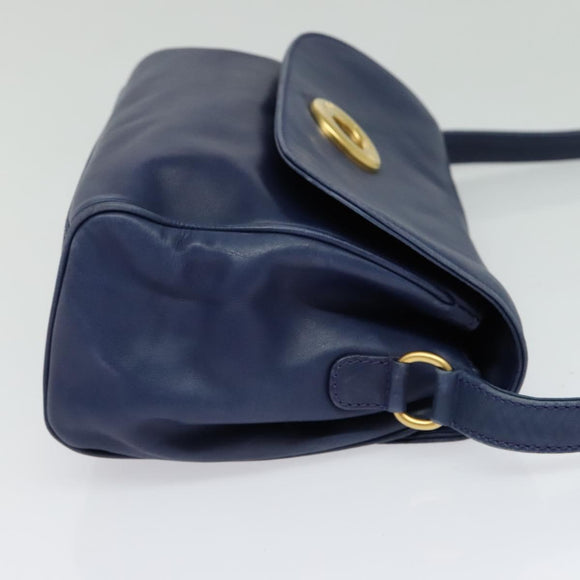 CELINE Shoulder Bag Leather Navy Auth 116384