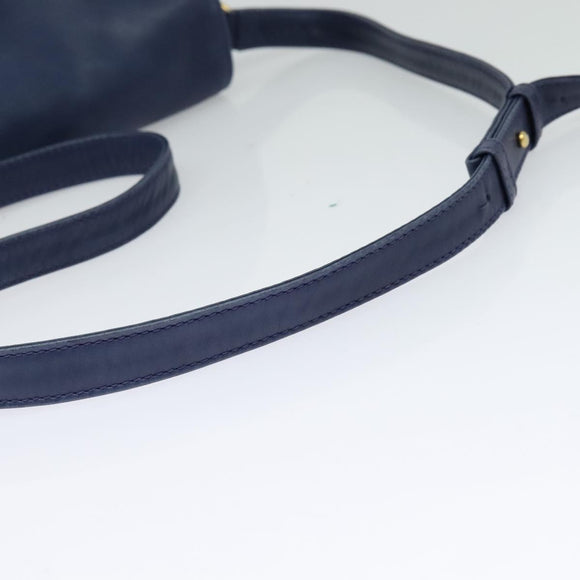 CELINE Shoulder Bag Leather Navy Auth 116384