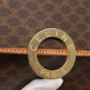 CELINE Macadam Canvas Shoulder Bag PVC Leather Brown Gold Auth 116385-17