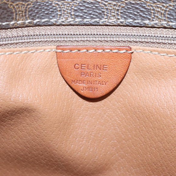 CELINE Macadam Canvas Shoulder Bag PVC Leather Brown Gold Auth 116385