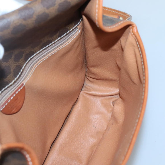 CELINE Macadam Canvas Shoulder Bag PVC Leather Brown Gold Auth 116385