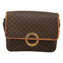 CELINE Macadam Canvas Shoulder Bag PVC Leather Brown Gold Auth 116385-13