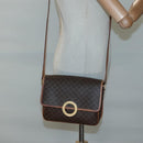 CELINE Macadam Canvas Shoulder Bag PVC Leather Brown Gold Auth 116385-21