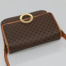 CELINE Macadam Canvas Shoulder Bag PVC Leather Brown Gold Auth 116385-6