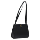Salvatore Ferragamo Shoulder Bag Leather Black Gold Auth 116392-1