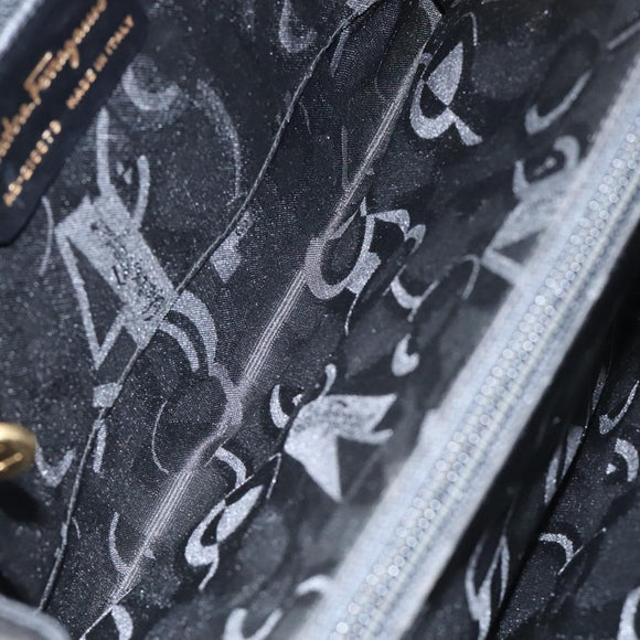 Salvatore Ferragamo Shoulder Bag Leather Black Gold Auth 116392