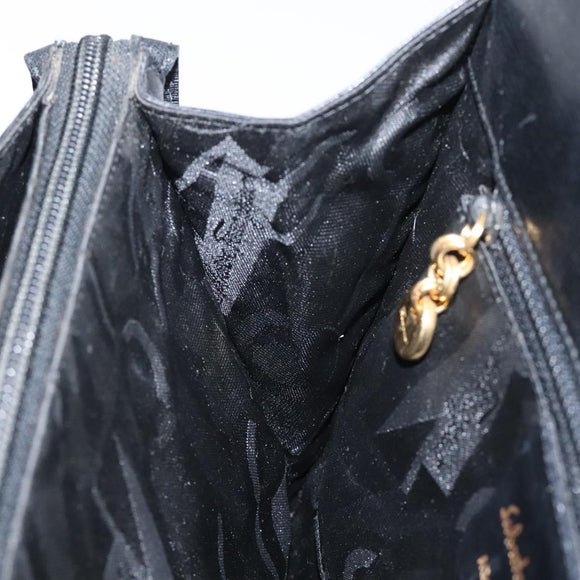 Salvatore Ferragamo Shoulder Bag Leather Black Gold Auth 116392