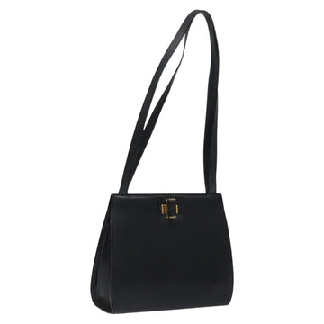 Salvatore Ferragamo Shoulder Bag Leather Black Gold Auth 116392