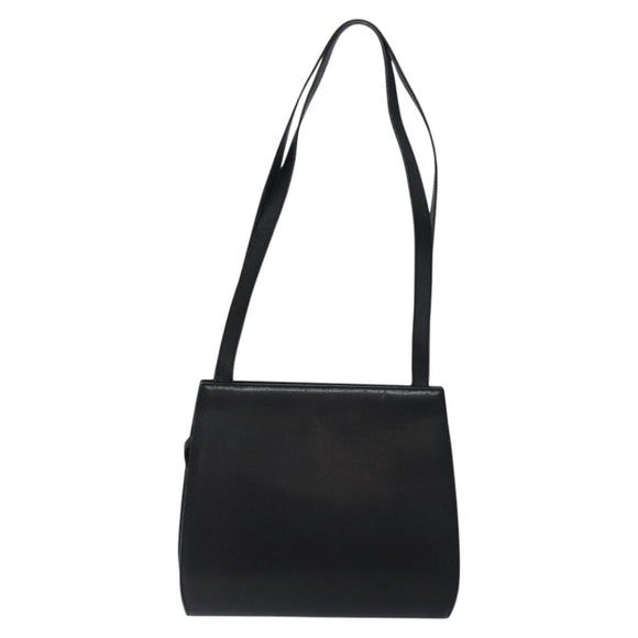 Salvatore Ferragamo Shoulder Bag Leather Black Gold Auth 116392