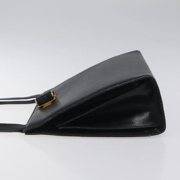 Salvatore Ferragamo Shoulder Bag Leather Black Gold Auth 116392
