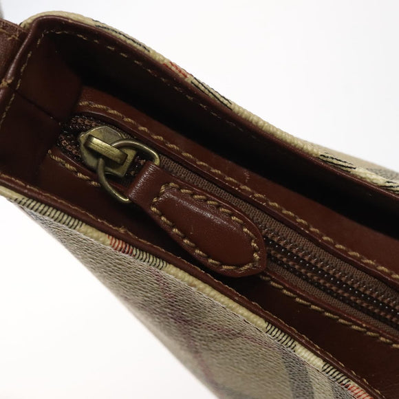 Burberrys Nova Check Shoulder Bag PVC Leather Beige Auth 116394