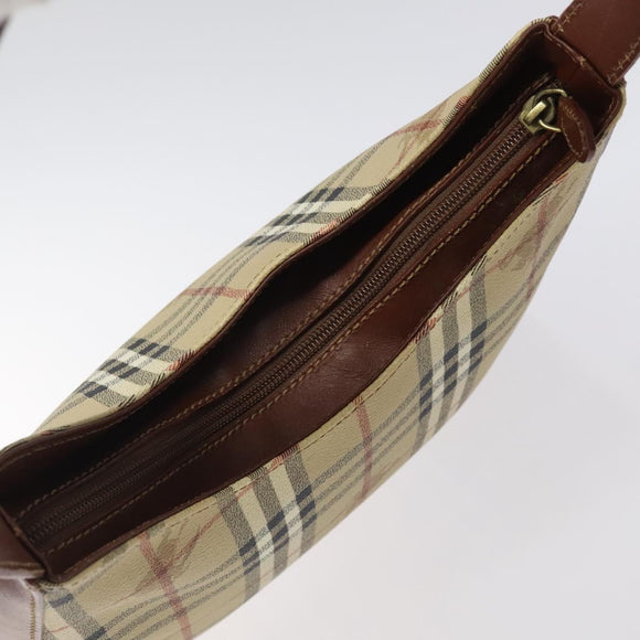 Burberrys Nova Check Shoulder Bag PVC Leather Beige Auth 116394