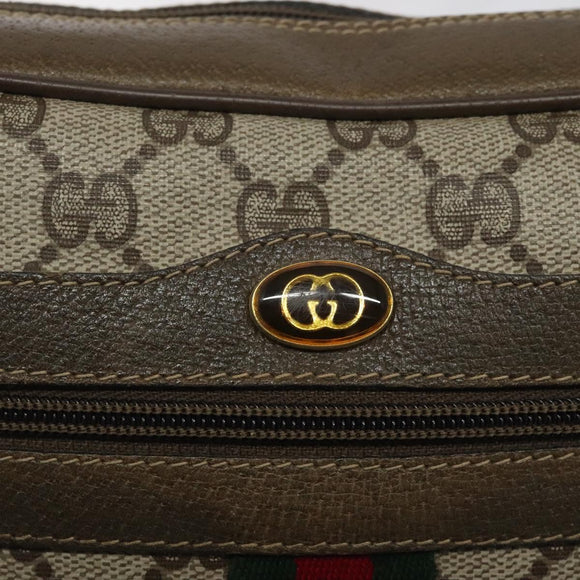 GUCCI GG Supreme Web Sherry Line Shoulder Bag PVC Beige 56 02 004 Auth 116410