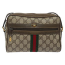 GUCCI GG Supreme Web Sherry Line Shoulder Bag PVC Beige 56 02 004 Auth 116410-13