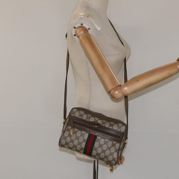 GUCCI GG Supreme Web Sherry Line Shoulder Bag PVC Beige 56 02 004 Auth 116410
