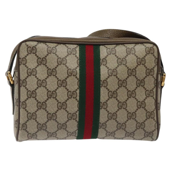 GUCCI GG Supreme Web Sherry Line Shoulder Bag PVC Beige 56 02 004 Auth 116410