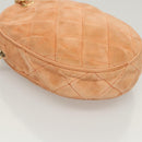 CHANEL Matelasse Chain Hand Bag Suede Orange Gold CC Auth 116417-8