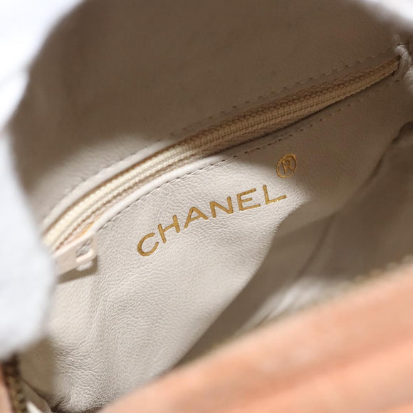 CHANEL Matelasse Chain Hand Bag Suede Orange Gold CC Auth 116417