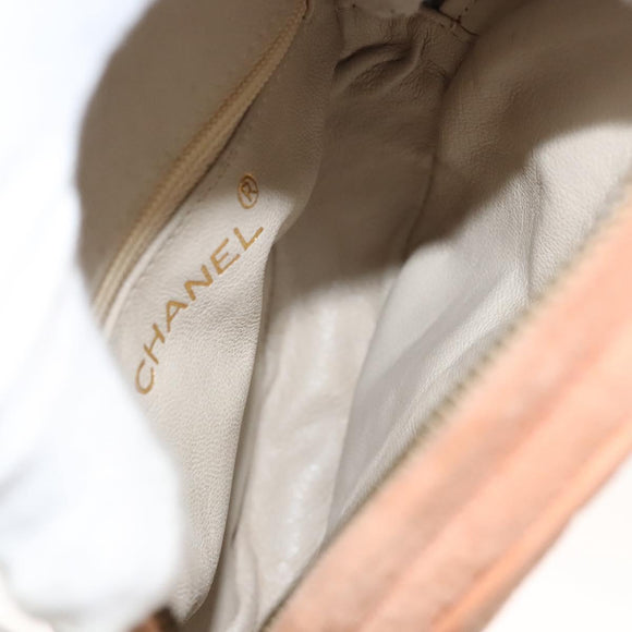 CHANEL Matelasse Chain Hand Bag Suede Orange Gold CC Auth 116417