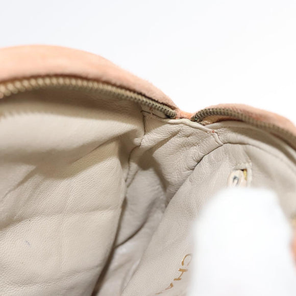 CHANEL Matelasse Chain Hand Bag Suede Orange Gold CC Auth 116417