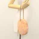 CHANEL Matelasse Chain Hand Bag Suede Orange Gold CC Auth 116417-22