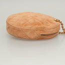 CHANEL Matelasse Chain Hand Bag Suede Orange Gold CC Auth 116417-3