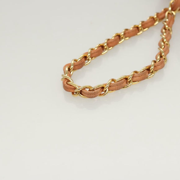 CHANEL Matelasse Chain Hand Bag Suede Orange Gold CC Auth 116417