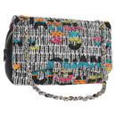 CHANEL Matelasse Chain Shoulder Bag Tweed Leather White Silver CC Auth 116419SM-1