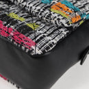 CHANEL Matelasse Chain Shoulder Bag Tweed Leather White Silver CC Auth 116419SM-17