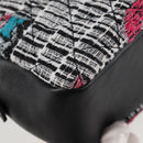 CHANEL Matelasse Chain Shoulder Bag Tweed Leather White Silver CC Auth 116419SM-18