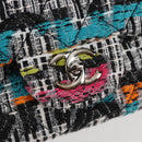 CHANEL Matelasse Chain Shoulder Bag Tweed Leather White Silver CC Auth 116419SM-20