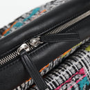 CHANEL Matelasse Chain Shoulder Bag Tweed Leather White Silver CC Auth 116419SM-24